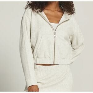 7 Diamonds Women's Restoration Hoodie Full Zip Size L Gray Cropped